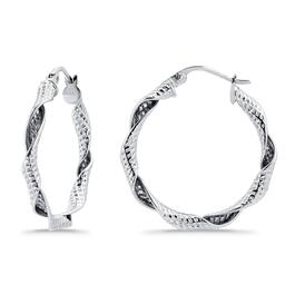 Designs by FMC 3mmx25mm Textured & Polished Twist Hoop Earrings