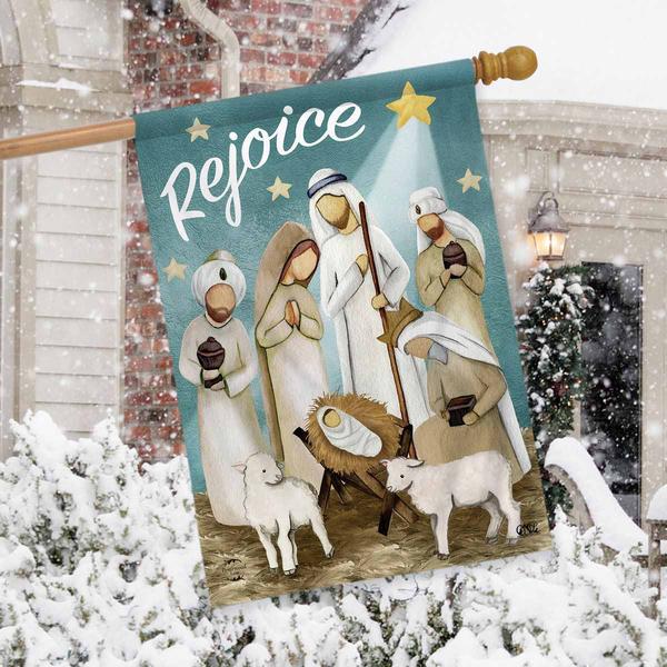 Briarwood Lane Rejoice Nativity House Flag