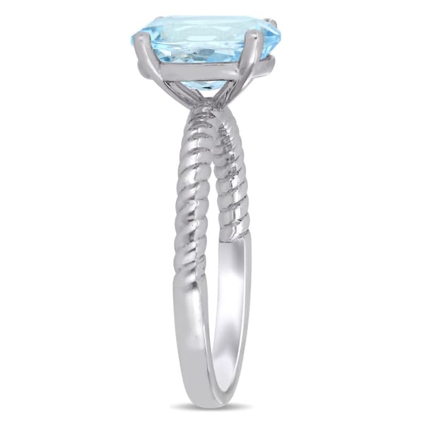Gemstones Classics™ 14kt. White Gold Aquamarine Twist Ring