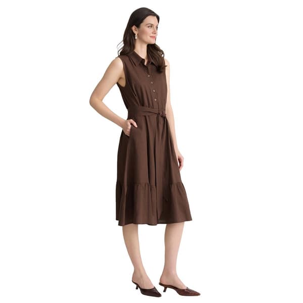 Petite Jones New York Sleeveless Belted Linen Midi Shirtdress