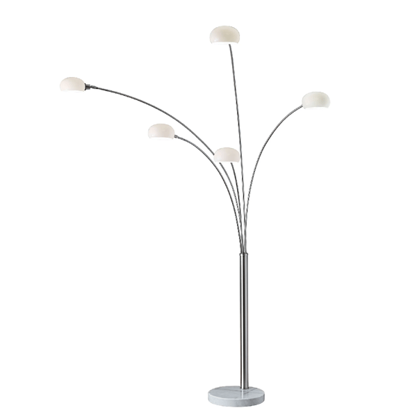 HomeRoots 86 Steel Five Light Tree Floor Lamp With White Glass