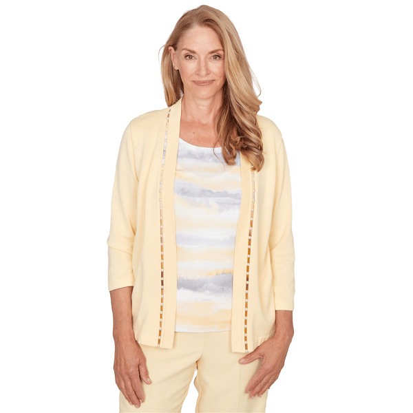 Womens Alfred Dunner Al Fresco Pearl Stripe Two In One Sweater - image 