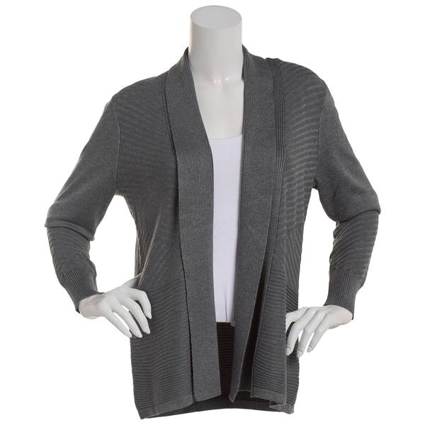 Womens 89th & Madison Shawl Collar Mixed Rib Open Front Cardigan