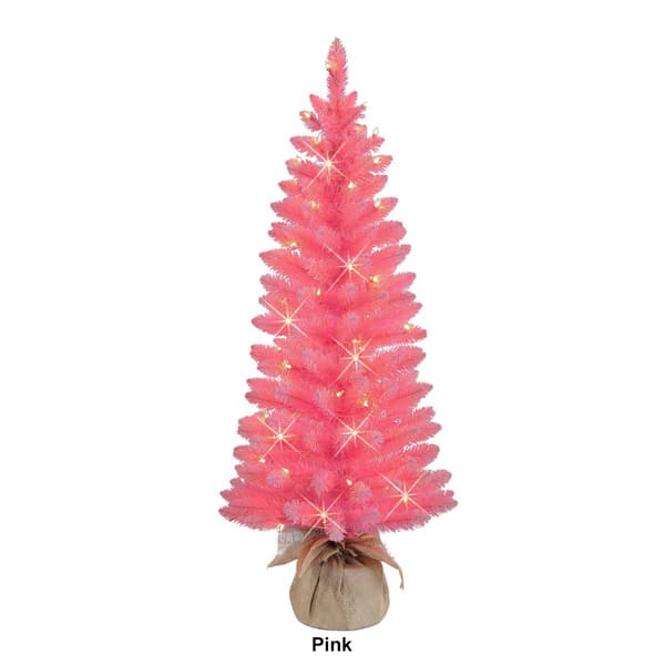 Puleo International 4ft. Pre-Lit Artificial Burlap Christmas Tree