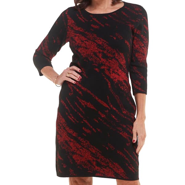 Womens Nina Leopard 3/4 Sleeve Marble Lurex Sweater Dress