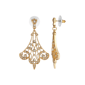 1928 Jewelry Gold-Tone Crystal Fan Filigree Earrings - image 1