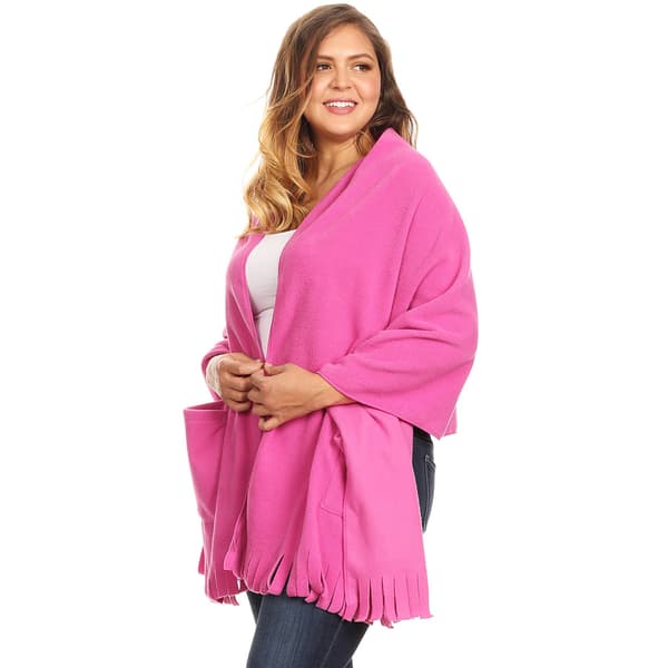 Plus Size White Mark Solid Shawl Poncho