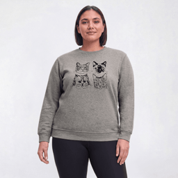 Plus Size Hasting & Smith Long Sleeve Cat Fleece Sweatshirt