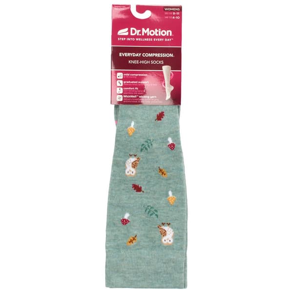 Womens Dr. Motion Owl Compression Knee High Socks