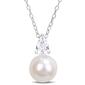 Gemstone Classics&#40;tm&#41; Freshwater Pearl & White Sapphire Pendant - image 1