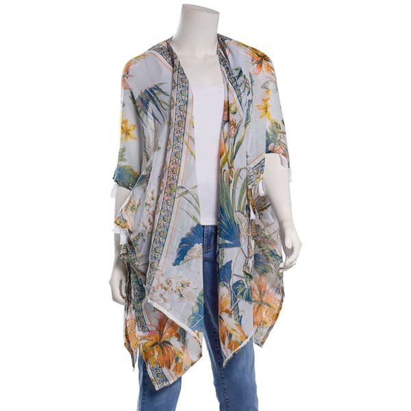 Womens Vince Camuto Tropical Tassel Kimono - image 