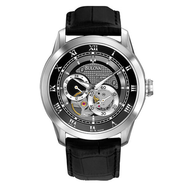 Mens Bulova BVA-Series 120 Automatic Leather Strap Watch - 96A135 - image 