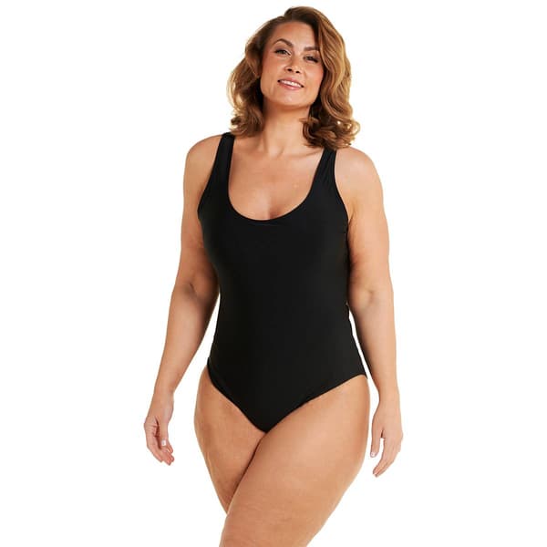 Plus Size Nicole Miller Studio Scoop Neck One Piece Suit - image 