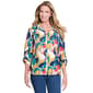 Petite Multiples 3/4 Tab Sleeve Pleat Front Floral Blouse - image 1