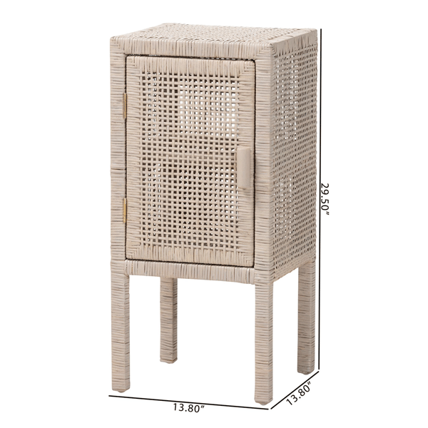 bali & pari Vivan Handwoven Wicker Natural Rattan Nightstand
