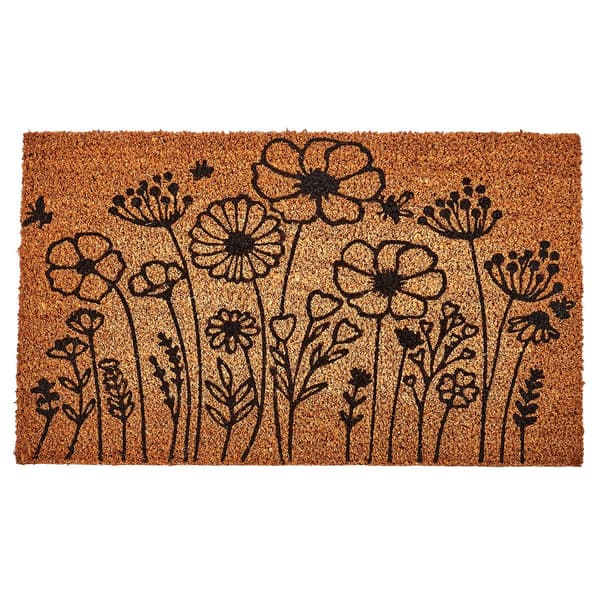 PVC Backed Flowers Natural Coir Mat - image 