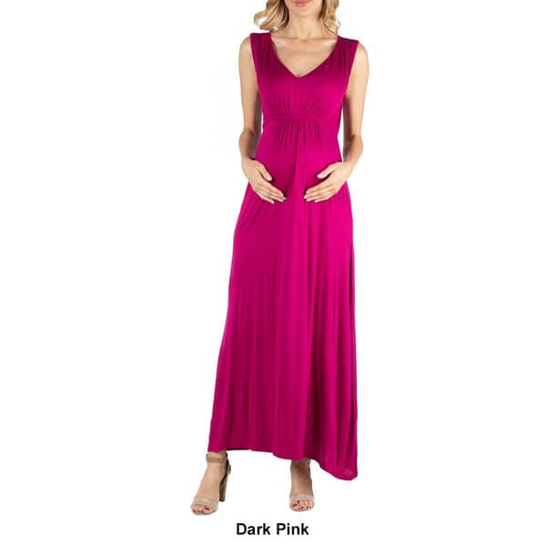 Womens 24/7 Comfort Apparel V-Neck Maternity Maxi Dress