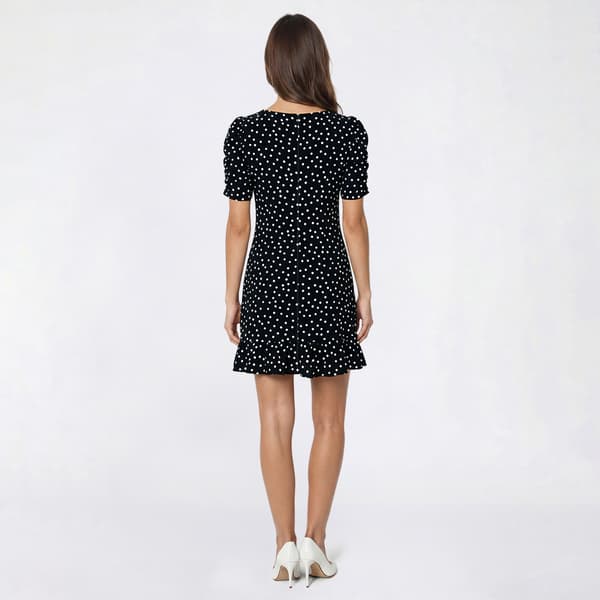 Petite MSK Puff Sleeve Dot Ruffle Hem Shift Dress
