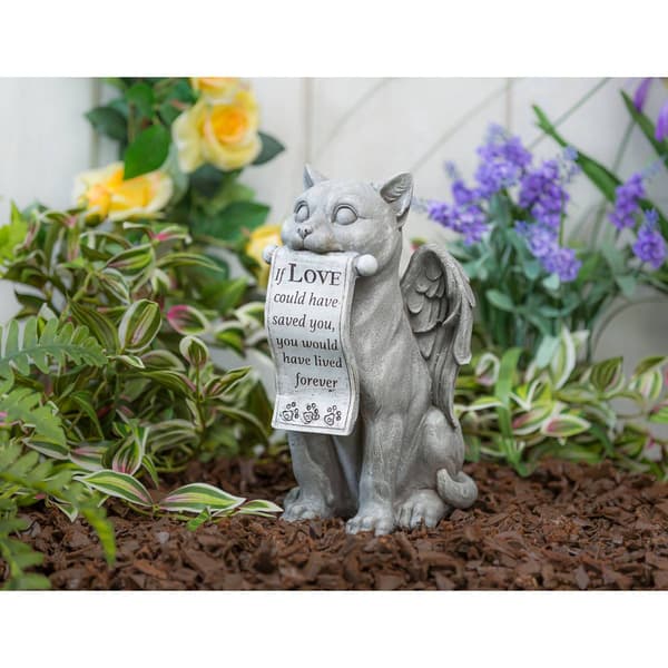 Evergreen 14in. Cat with Scroll Memorial Garden Statuary