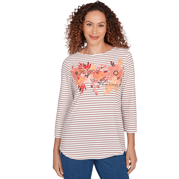 Petite Ruby Rd. Must Haves Ii Fall Harvest Striped Knit Top