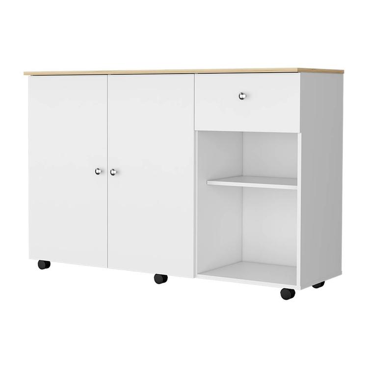 FM FURNITURE Chico White Kitchen Island