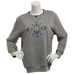 Petite Hasting & Smith Folk Art Floral Spray Fleece Sweatshirt
