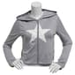 Juniors No Comment Fleece Back Twill Zip Hoodie- Grey - image 1