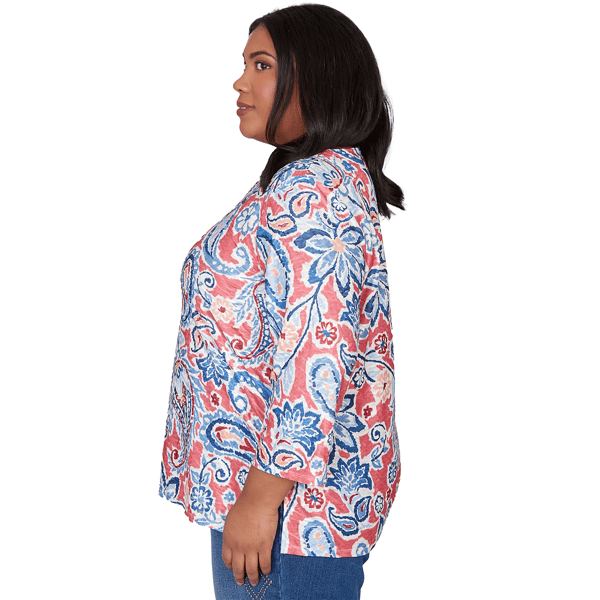 Plus Size Alfred Dunner Austin Embellished Paisley Floral Crew N - image 