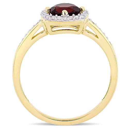 Gemstone Classics&#8482; 10kt. Gold & Garnet Square Halo Ring