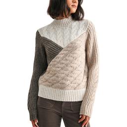 Womens CITY BLUES Long Sleeve Patchwork Cable Sweater