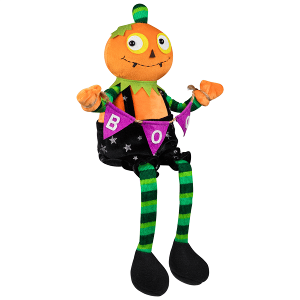 Northlight Sitting Plush Jack o Lantern Halloween Figure - 14in.