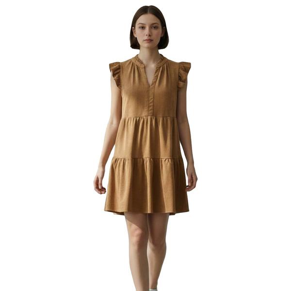 Womens Robbie Bee Flutter Sleeve Tier Faux Suede Dress - image 