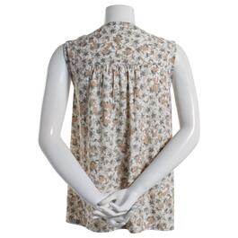 Plus Size Napa Valley Sleeveless Floral Pleat Front Henley Top
