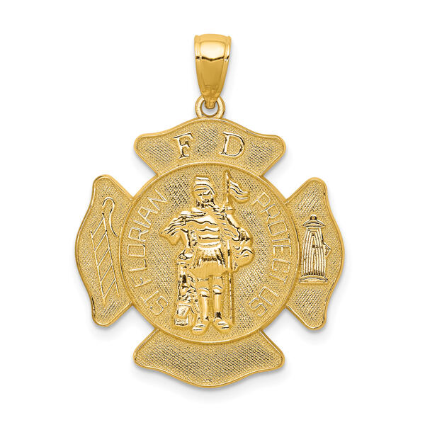 Unisex Gold Classics&#40;tm&#41; 14kt. Gold Large St. Florian Badge Pendant - image 