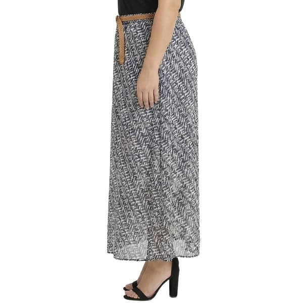 Plus Size NY Collection Chevron Chiffon Belted Waist Maxi Skirt