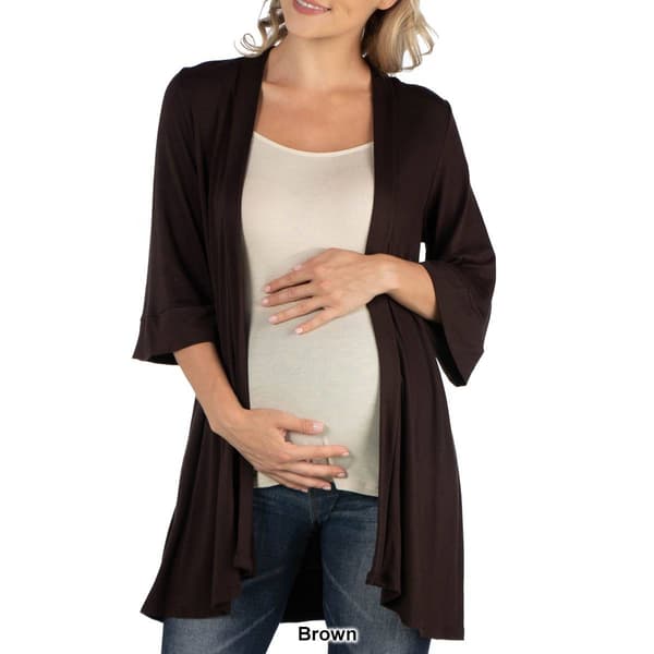 Plus Size 24/7 Comfort Apparel Open Front Maternity Cardigan