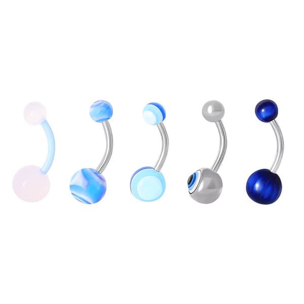 14 Gauge Stainless Steel 5pc. Belly Ring Set