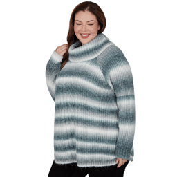 Plus Size Hearts of Palm Silver Linings Ombre Stripe Sweater