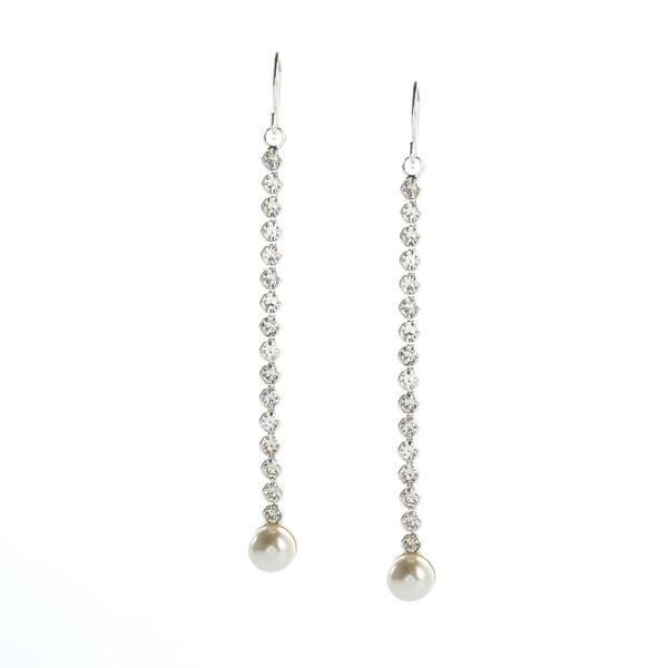 Rosa Rhinestones Linear Pearl Drop Earrings - image 