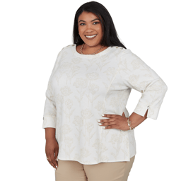 Plus Size Alfred Dunner Cityscape 3/4 Sleeve Floral Blouse