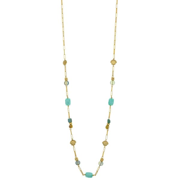 Ashley Cooper(tm) Aqua Bead & Sealife Station Long Necklace - image 