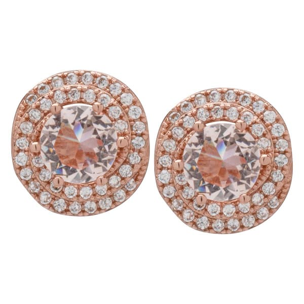 Morganite Rose Gold Plated Love Knot Earrings - image 