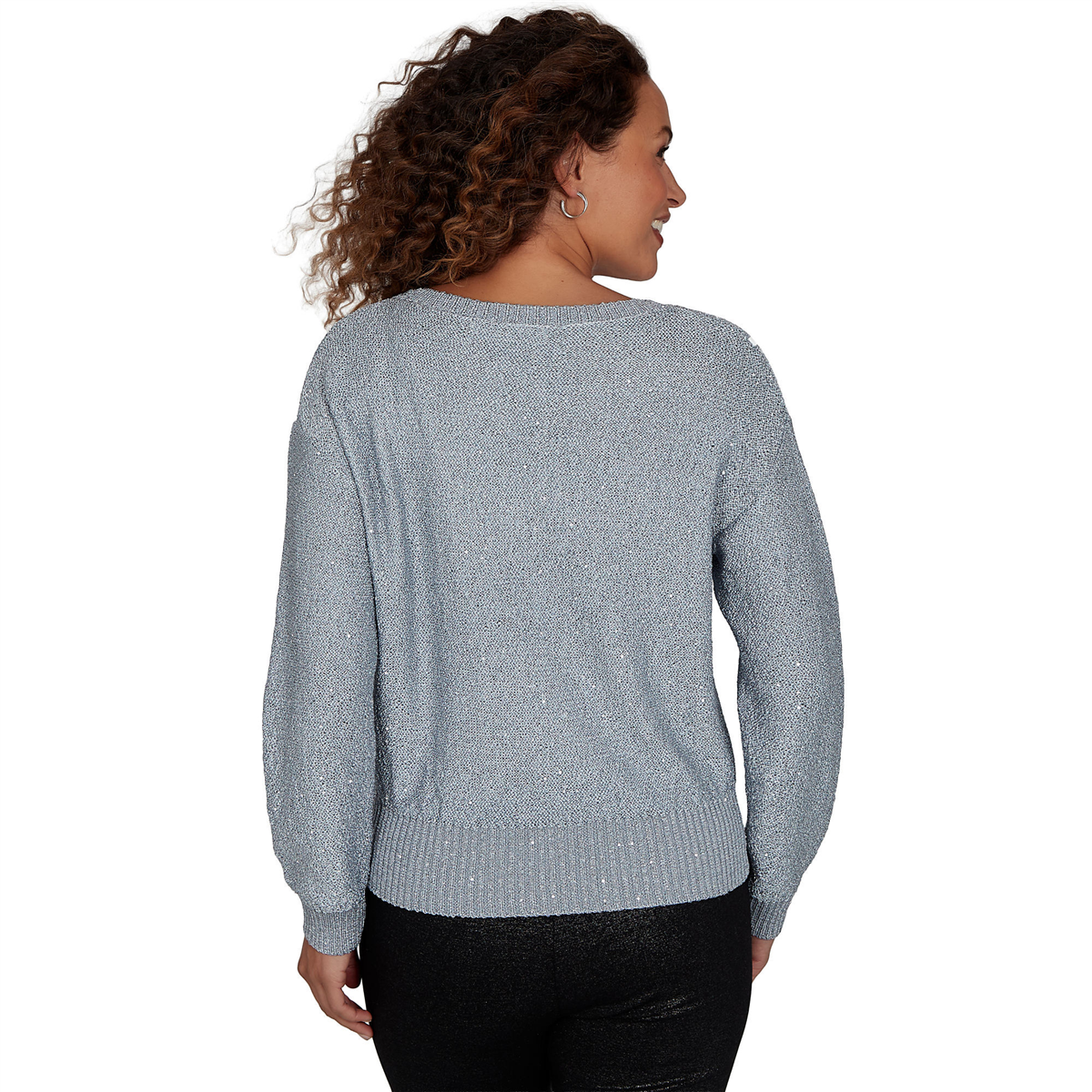 Petite Emaline Lavender Revelry Long Sleeve Sequin Sweater