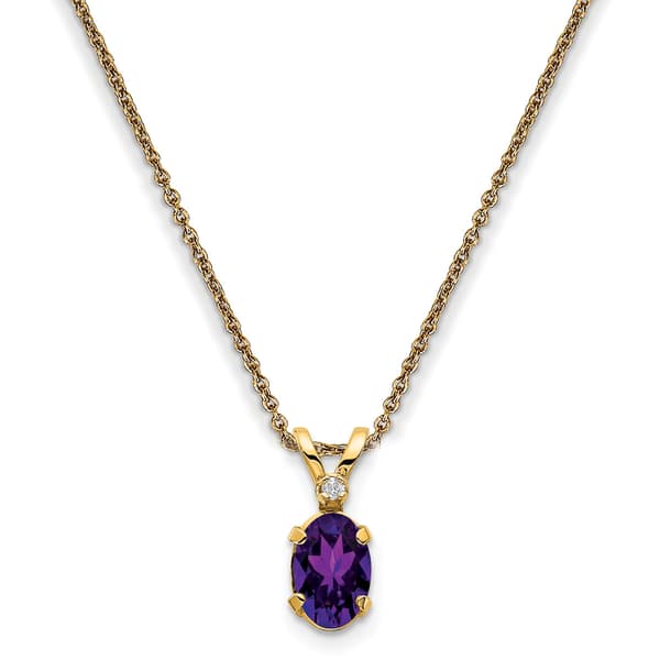 Gemstone Classics(tm) 14kt. Yellow Gold February Pendant Necklace - image 