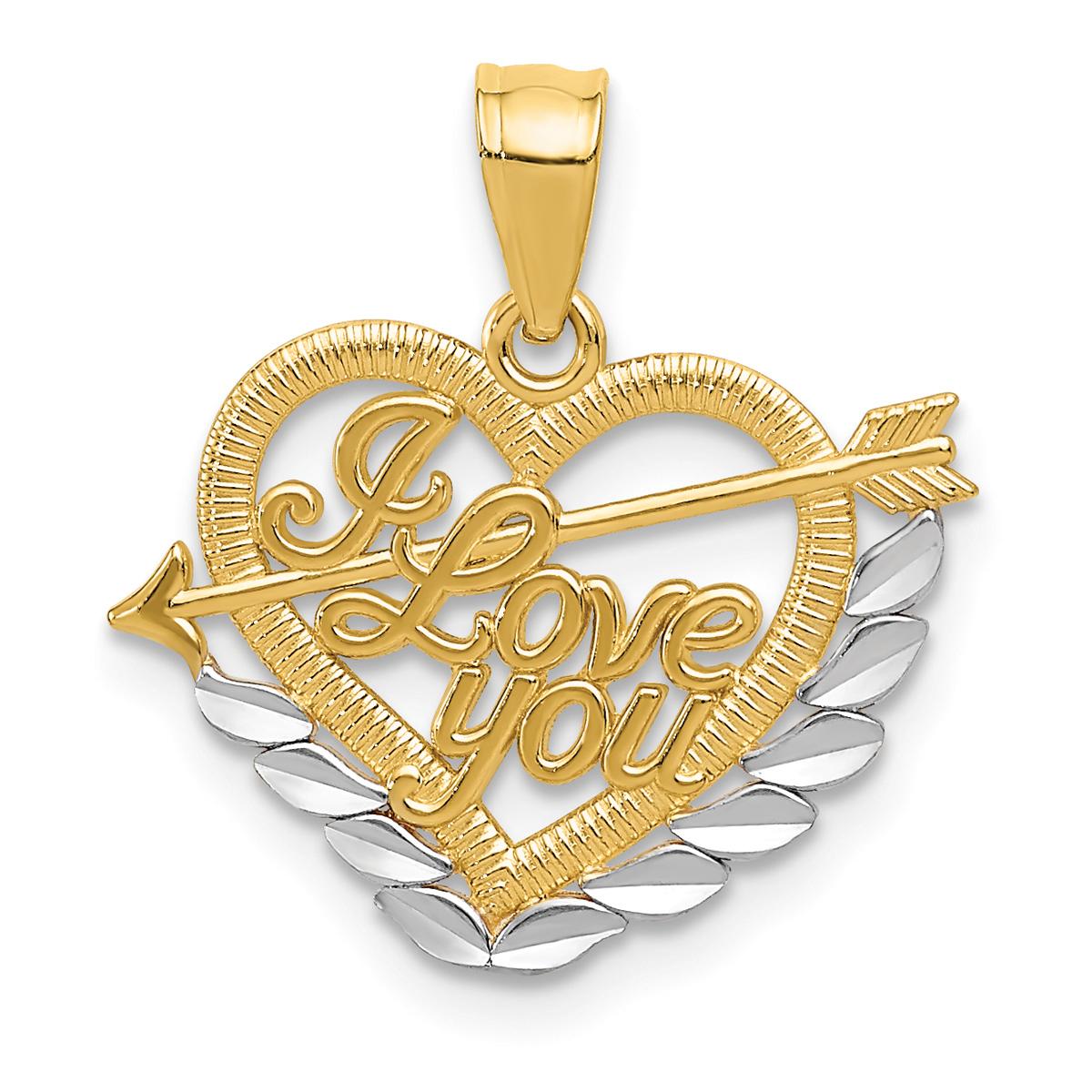 Gold Classics™ 14kt. & Rhodium I LOVE YOU Heart Pendant