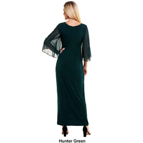 Womens Connected Apparel Sheer Wide Sleeve Asymmetric ITY Gown