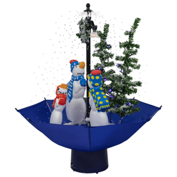 Northlight Musical Snowman Family in Umbrella Christmas Décor