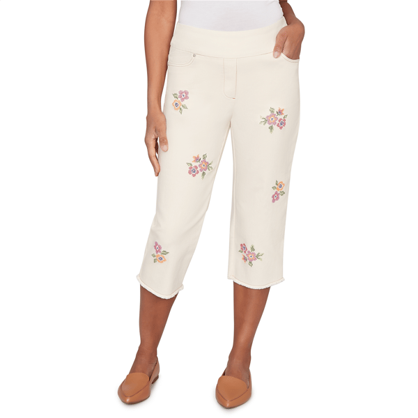 Petites Alfred Dunner Beachcomber Floral Cross Stitch Super Stre