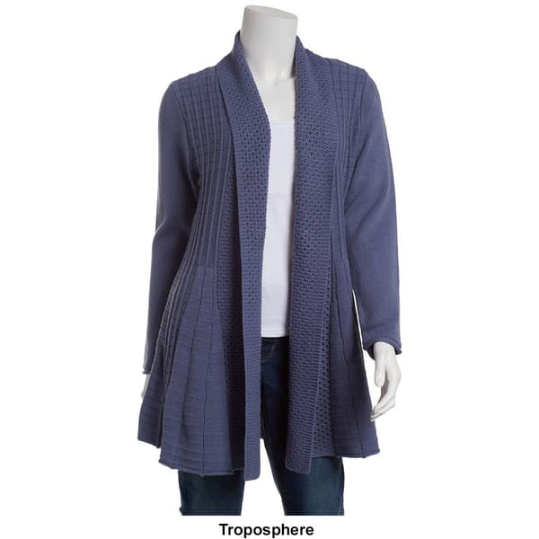 Womens Architect&#174; Crochet Lapel Pintuck Open Flared Cardigan