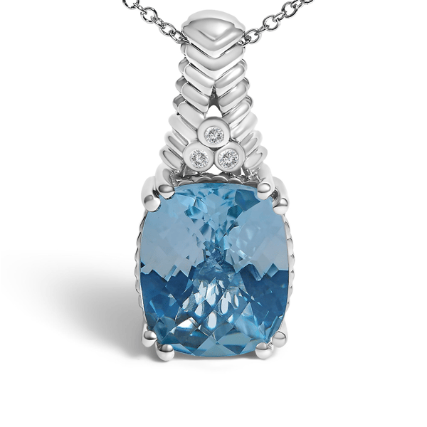 Haus of Brilliance Round Accent Diamond & Topaz Pendant Necklace